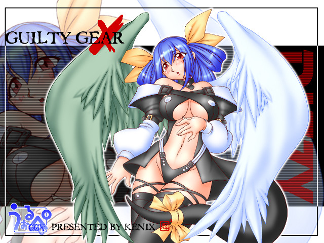Blue haired angel demon symmetrical free wallpaper - medium preview image