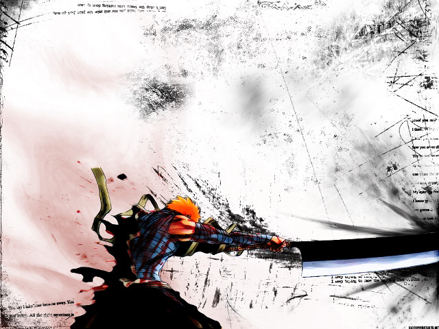 Epic swordman orange hair blood free wallpaper - medium preview image