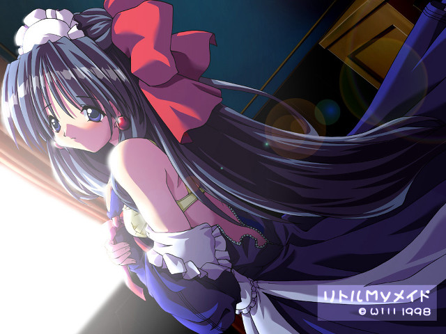 Long haired girl bow window free wallpaper - medium preview image