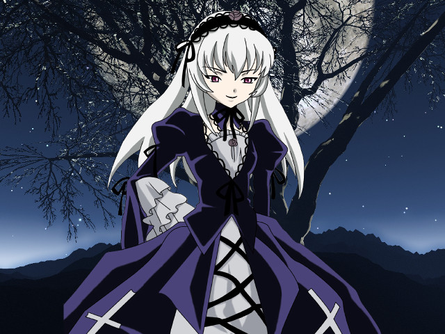 Gothic woman fullmoon night tree free wallpaper - medium preview image