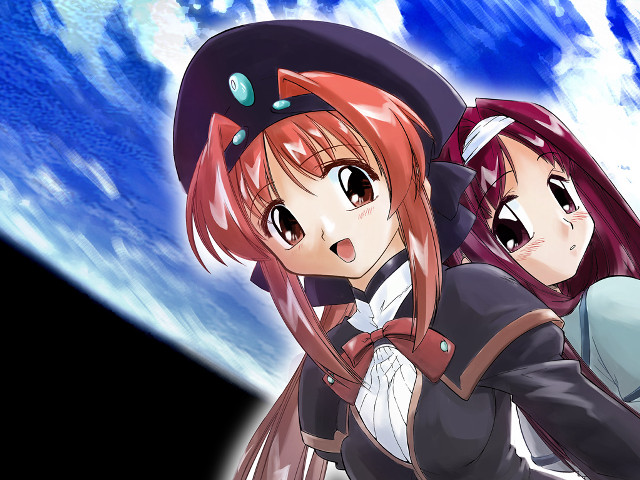 Anime girls blue sky planet free wallpaper for desktop - medium preview image