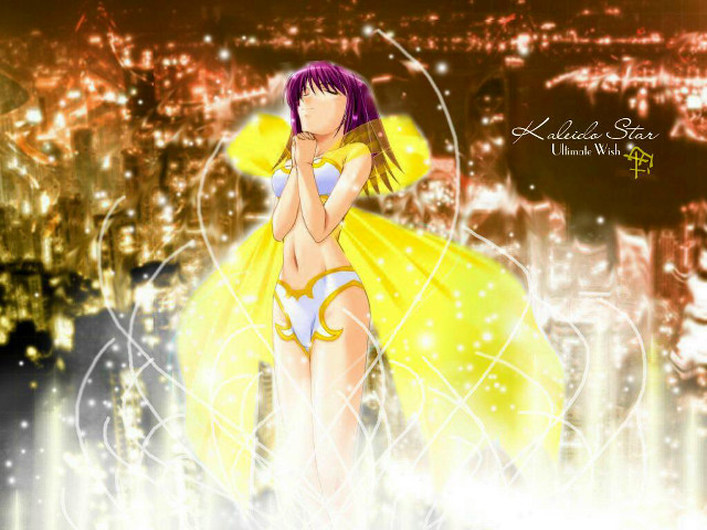 Yellow dress cityscape angel fireworks free wallpaper - medium preview image