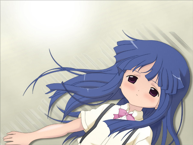 Blue hair girl bow tie free wallpaper - medium preview image