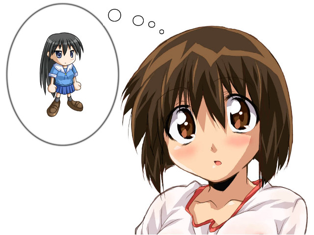 Girl brown hair thought bubble free wallpaper - medium preview image