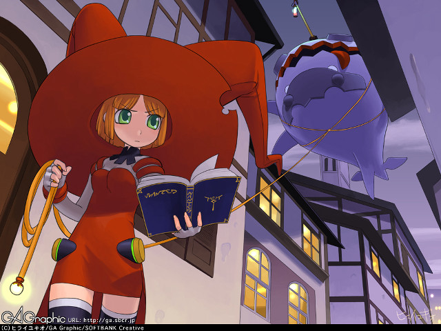 Cartoon girl book cat balloon free wallpaper - medium preview image