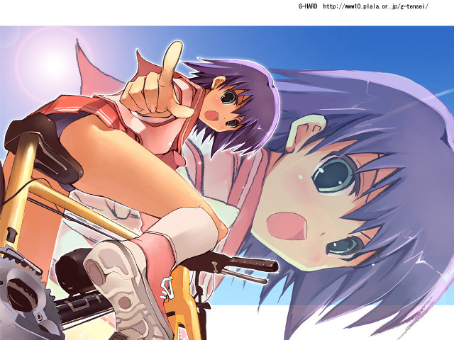 Woman bike man gun cat free wallpaper - medium preview image
