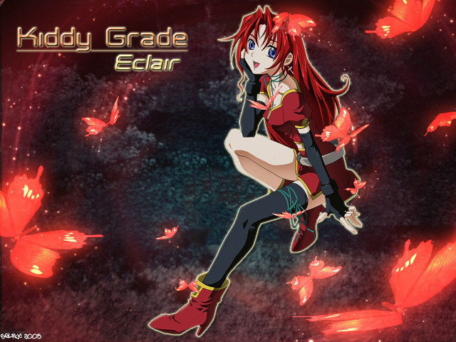 Red haired girl flying butterflies free wallpaper - medium preview image