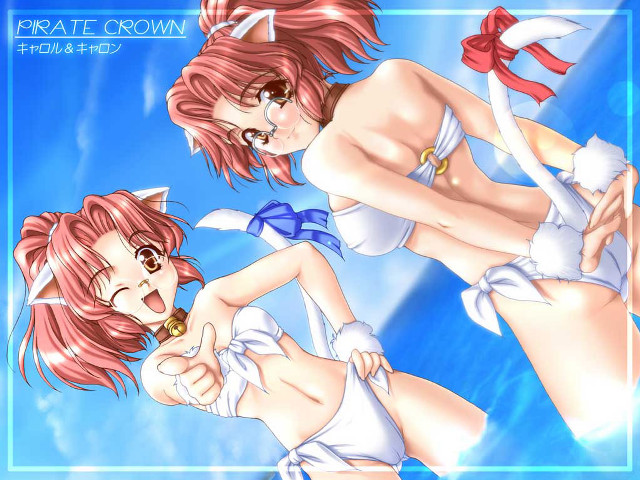 Anime girls white lingerie cat free wallpaper - medium preview image