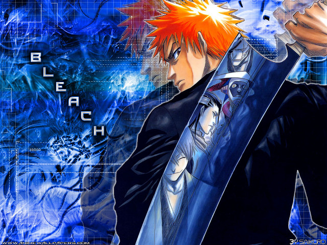 Man sword blue background anime free wallpaper - medium preview image