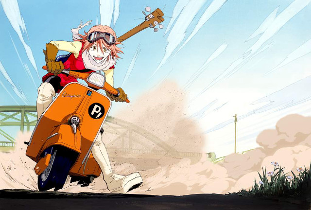 Cartoon character motorcycle guitar sky free wallpaper - medium preview image