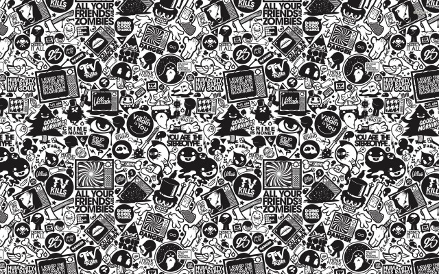 Black white pattern different things free wallpaper - medium preview image