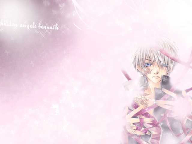Anime boy pink gradient white free wallpaper - medium preview image