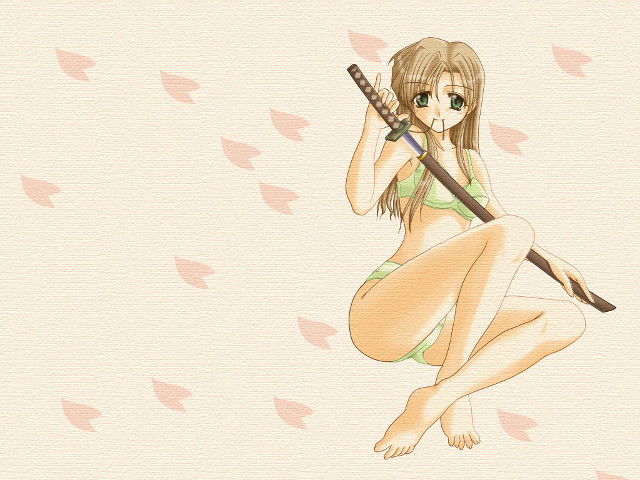 Woman bikini sword bird pink free wallpaper - medium preview image