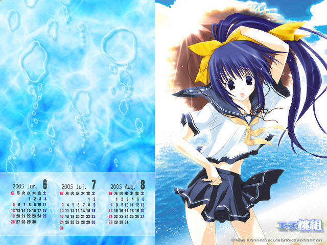 Blue bubbles sailor girl illustration free wallpaper - medium preview image