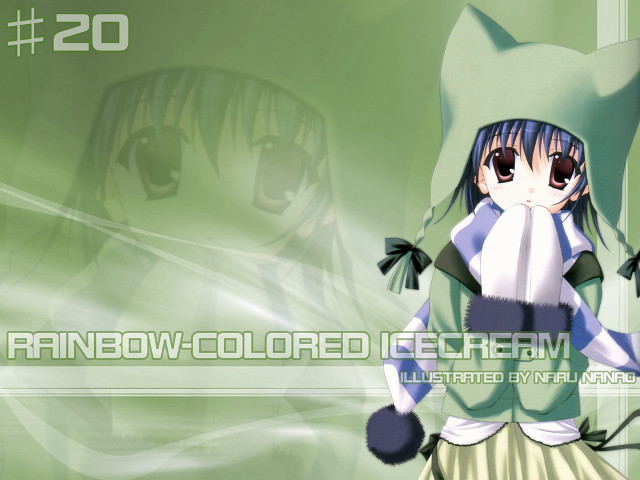 Anime cat hood green background free wallpaper - medium preview image
