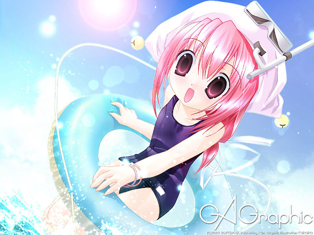 Pink hair girl life preserver free wallpaper - medium preview image