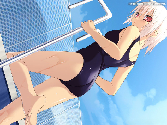 Woman swimsuit albino anime fence free wallpaper - medium preview image