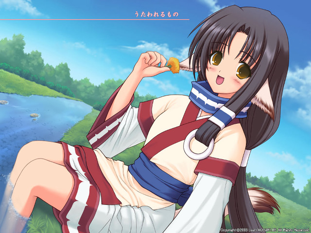 Girl uniform eating donut nature free wallpaper - medium preview image