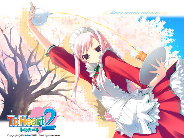 White haired maid tray cherry free wallpaper - medium preview image