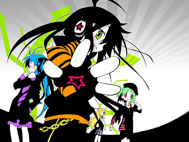 Anime characters group green yellow free wallpaper - medium preview image