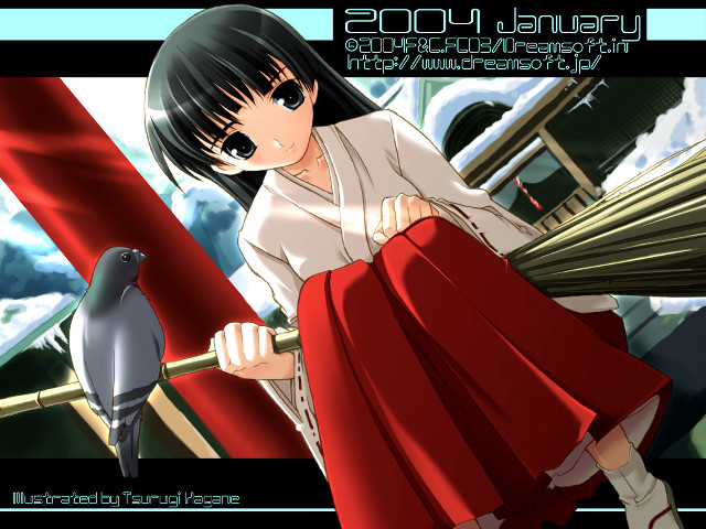 Girl bird red dress shrine free wallpaper - medium preview image