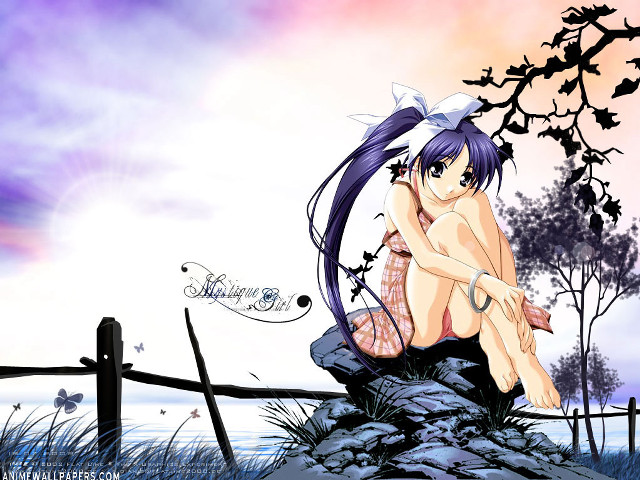 Girl sitting on rock sword free wallpaper - medium preview image