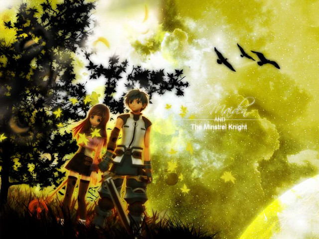 Anime couple forest night fireworks free wallpaper - medium preview image