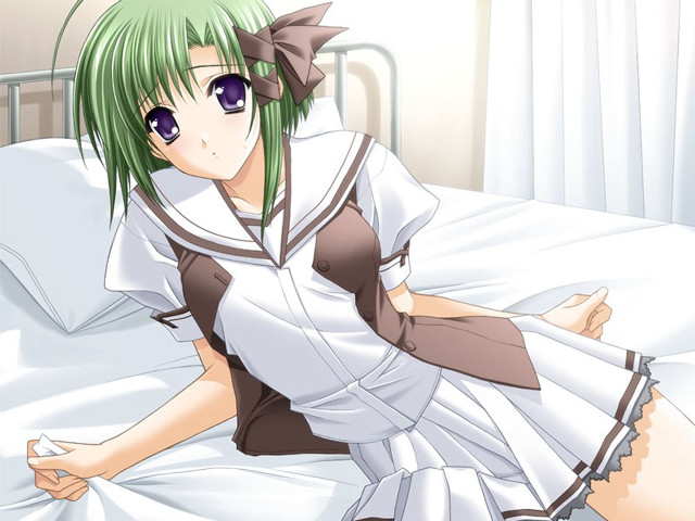Woman white dress green hair free wallpaper - medium preview image