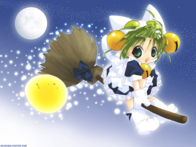 Anime astronaut broom fullmoon city free wallpaper for desktop - medium preview image