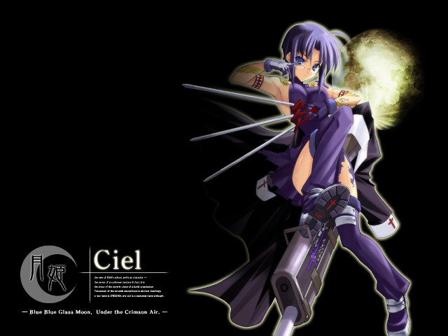Anime character sword gun moon free wallpaper - medium preview image