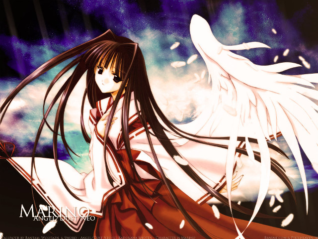 Angelic gothic anime wings hakama free wallpaper - medium preview image