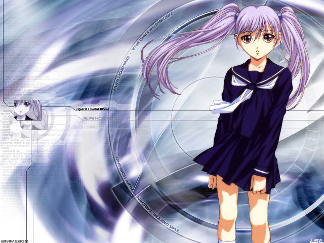 Anime girl blue dress circular free wallpaper - medium preview image