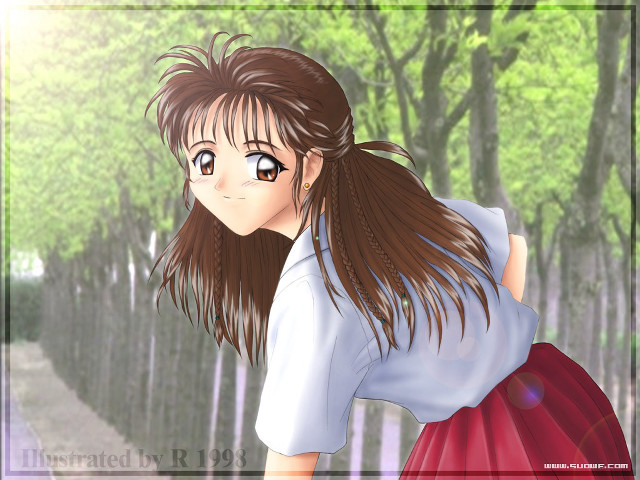 Girl redskirt forest braid smile free wallpaper - medium preview image