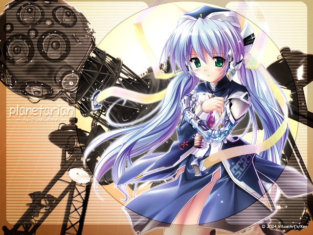 Anime girl blue dress camera free wallpaper - medium preview image
