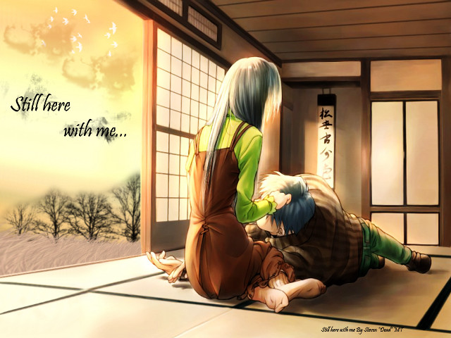 Woman man cat window romantic free wallpaper - medium preview image