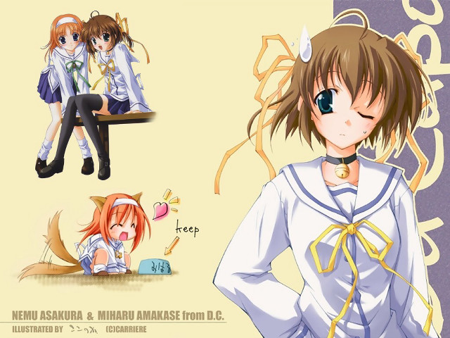 Cat ears tail girl bench free wallpaper - medium preview image