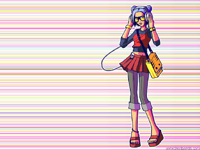 Cartoon girl cellphone purse vaporwave free wallpaper - medium preview image
