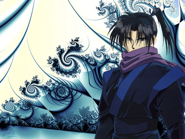 Man ponytail blue white background free wallpaper - medium preview image