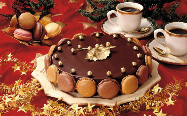 Chocolate cake gold decorations coffee free wallpaper - medium preview image