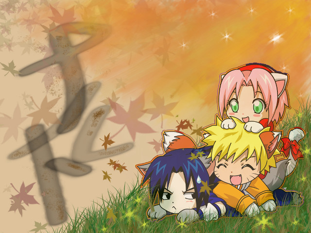 Anime girls falling leaves starry free wallpaper - medium preview image