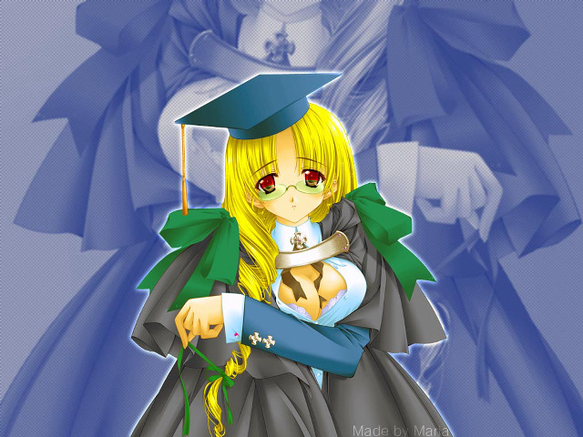 Girl graduation rose blonde anime free wallpaper - medium preview image