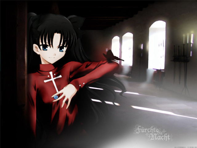 Anime cat cross dark room free wallpaper - medium preview image