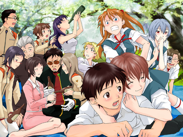 Park group people trees water free wallpaper - medium preview image