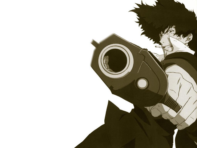 Man smiling gun blackandwhite background free wallpaper - medium preview image