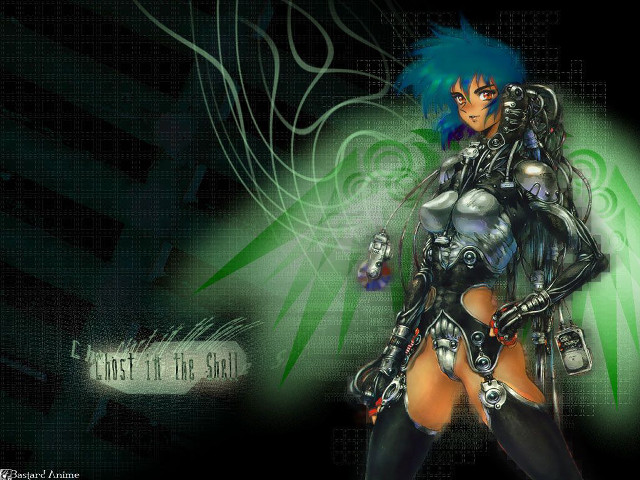 Blue haired woman futuristic suit free wallpaper - medium preview image