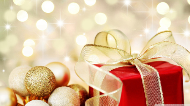 Red present box gold ribbon free wallpaper - medium preview image