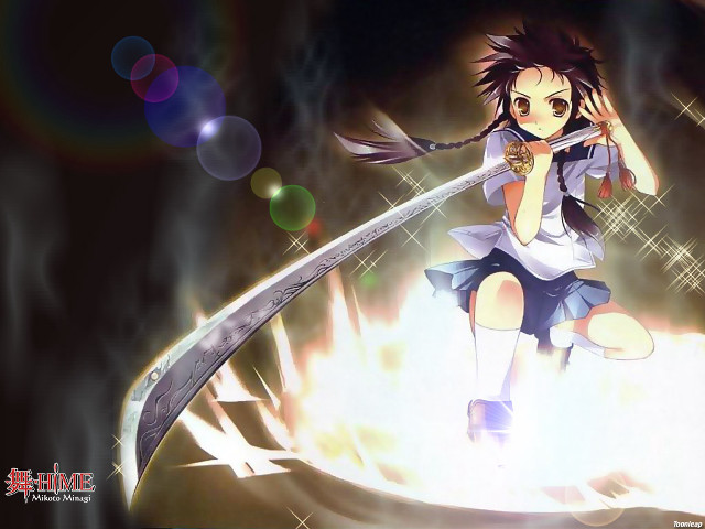 Anime swordfire bubbles lights rayonism free wallpaper - medium preview image