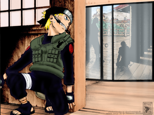 Naruto sitting ledge dog city free wallpaper - medium preview image