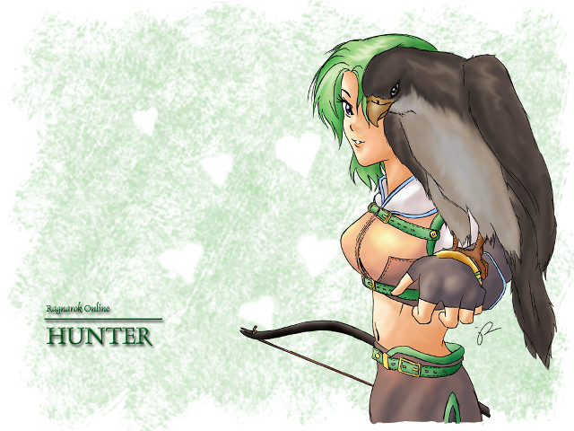Woman bird bow green background free wallpaper - medium preview image