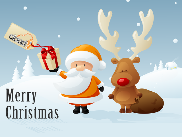 Santa claus reindeer gift box free wallpaper - medium preview image